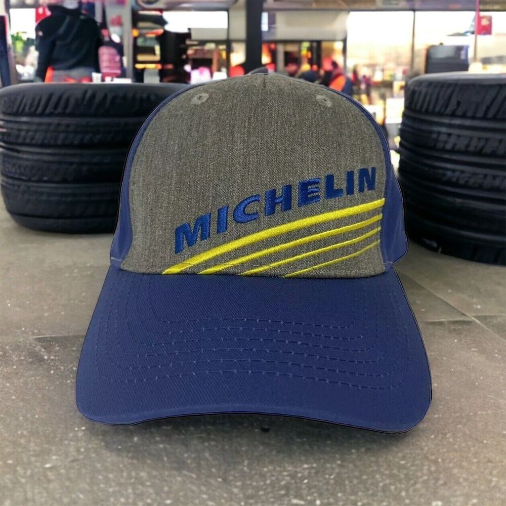 Michelin Tires Blue Yellow Gray Adjustable Hat Cap Employee - GUC